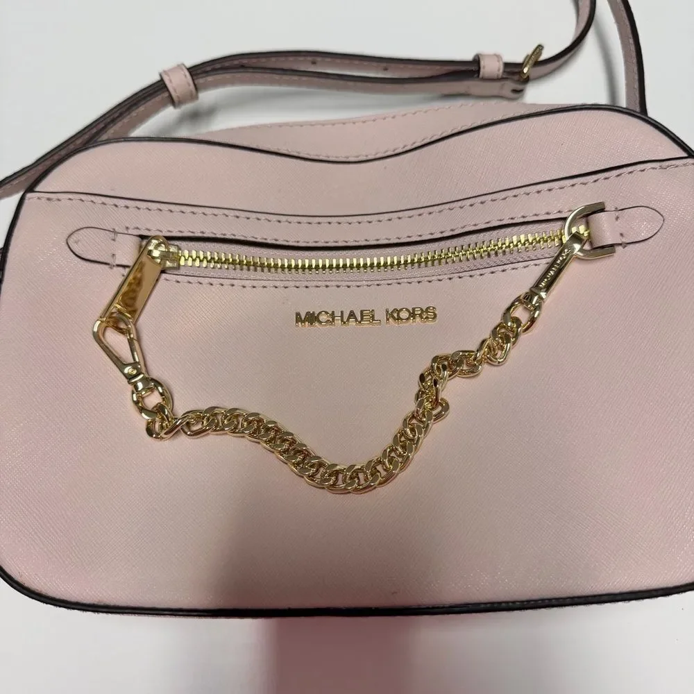 Michael Kors Jet Set Powder Blush Leather Chain Bag